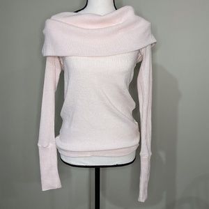 Free People Womens Light Pink Off The Shoulder Sweater Size L